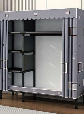 简易衣柜家FBX布用卧室钢架粗加厚钢管组加装衣柜出租房实耐用柜