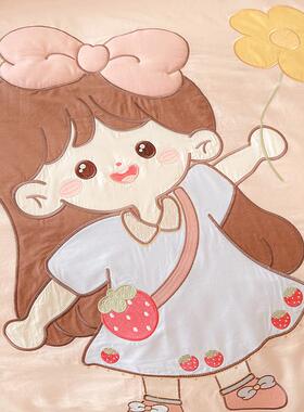 件可爱小新纯棉四套公主风床清少女心全64362棉儿卡通贴布绣童刺