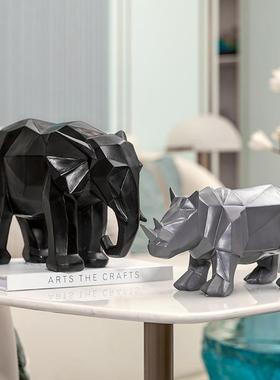 大摆象高端抽象艺术几何动物犀牛15036客件厅玄关吧展示酒柜装饰