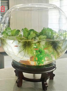 特圆大号厚球形鱼缸园形透明生态玻璃鱼加缸桌面璃缸84078客厅大