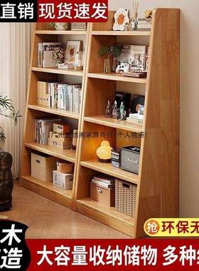 实木书落架易云梯地置物架43337家梯形用收纳一体靠墙储物架儿童