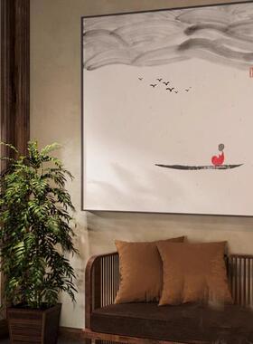 新式走道室客厅装饰画水墨山水抽中象61706简约户入玄关壁画酒店