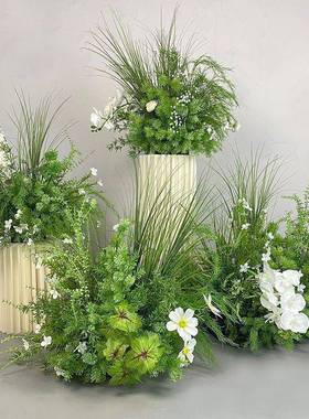 造景道具绿?假花场景装饰地AL100126森系花植艺婚路引仿真花婚庆