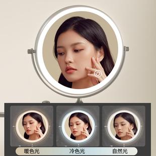 浴室化妆镜l酒ed免打孔壁伸缩折54772叠带灯镜子卫间双面店挂梳妆