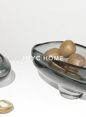 简约现代意玻璃水果装饰软品售楼处家居桌面收纳托盘果TB637185篓