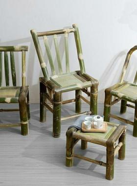 竹椅子靠15466背椅家用小藤椅人单编织竹制竹藤编椅阳台休闲椅老