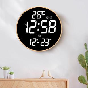 跨境竹子木质数字挂钟ED时43467钟客厅L12智寸大闹屏万年历能钟电