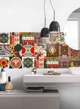 xytF76S8H783墙贴粘d复立体自墙纸卫生间防水厨房背景装饰地贴古