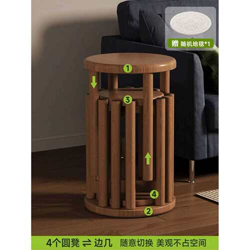 实LJ-001DD凳子叠木叠乐可叠放带轮家用收圆纳堆叠凳客人备用凳滑
