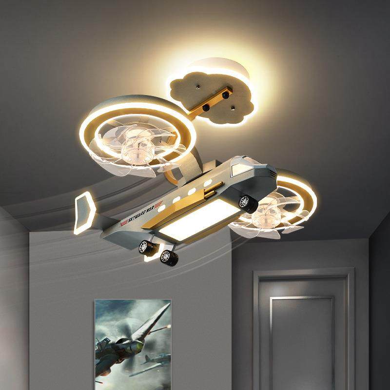 飞灯儿264童房25年新款创男孩风扇灯机一体卡通卧室房间直升机意