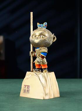 佛铜齐天大圣孙悟空斗战战无不胜圣装办公室桌面玄关饰铜工艺品彩