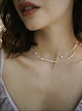 纯元贸易公司订单尾货宇宙星际珍珠项链 无标简易包 小众款设计