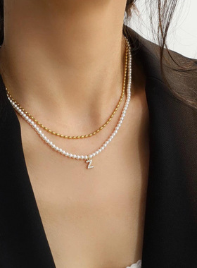 源128美刀现99！经典26字母珍珠项链 你的专属字母 小众出口单