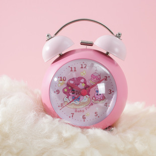 可爱高颜值粉色桌面闹钟女孩初中生机械夜大声钟表时钟灯专用超带