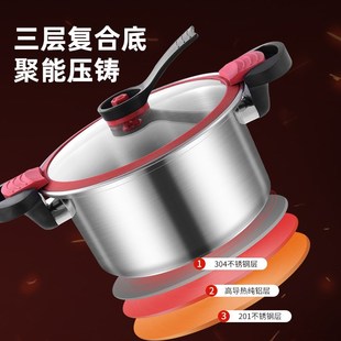 304不锈c钢微压锅多功能家用闷烧汤锅复底厨房炖汤煲大容量压力锅