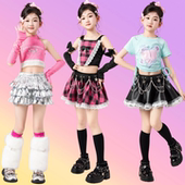 女童爵士舞服装 女童亮片炸街嘻哈潮流少儿街舞走秀女孩演出服潮服