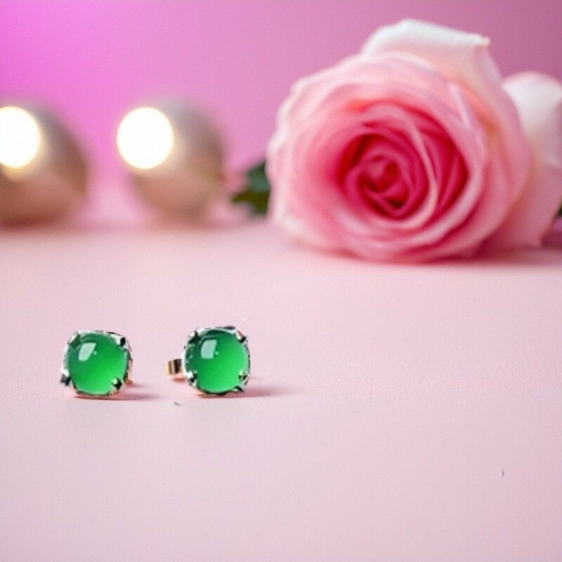 精品小蛋面阳绿亮绿暗处也亮的危料翡翠A货国标925银镶嵌小耳钉,饰品/流行首饰/时尚饰品新,耳钉,淘宝优惠券,粉丝福利购,淘宝优惠卷