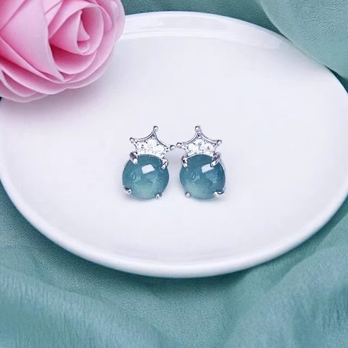 国标925银镶嵌翡翠耳钉