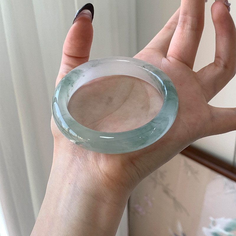 仟喜梵【暮光之城】高端缅甸翡翠玉手镯子女款冰飘花玉石正品处理