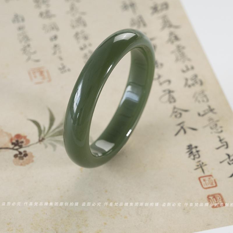 仟喜梵“枕星河”高端和田碧玉翡翠平替琉璃手镯子女款贵妃正品