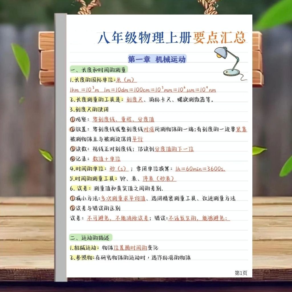 初中物理知识点大全汇总八年级必背考点上下册重点难点总结必刷题