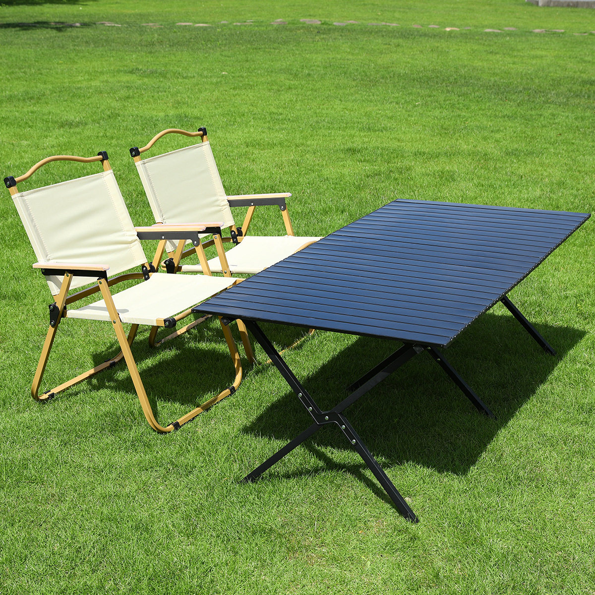 户外露营折叠桌子碳钢桌蛋卷桌聚餐野餐烧烤桌可收纳