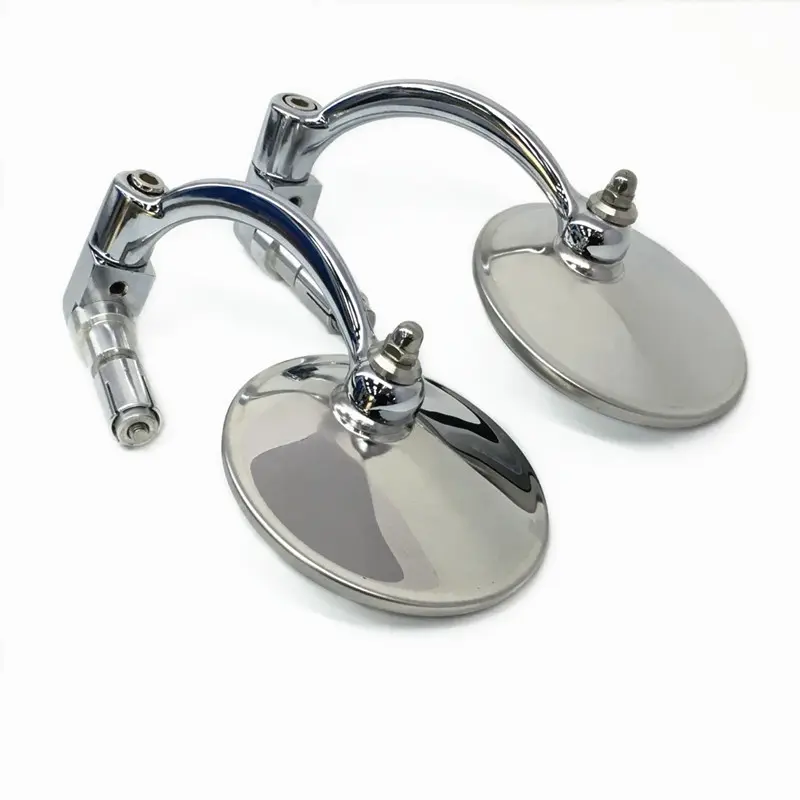 复古弯杆圆镜摩托车改装后视镜