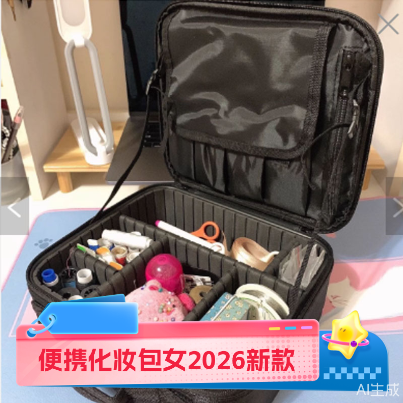 便携化妆包女2026新款带镜手提化妆箱旅行大容量防水洗漱包收纳包