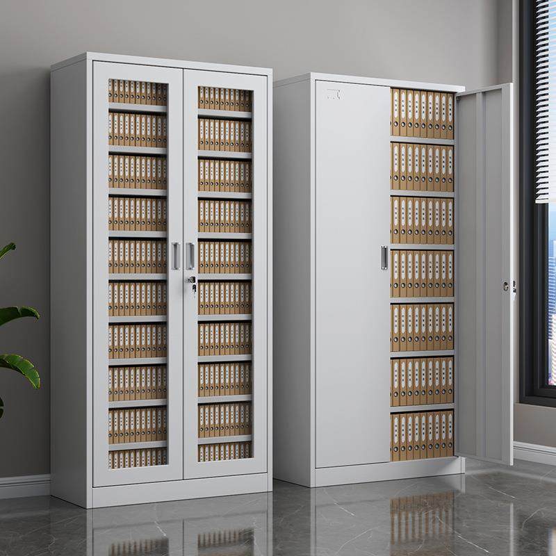 钢制办公室通体多层玻璃文件柜资料柜会计财务凭证专用铁皮档案柜