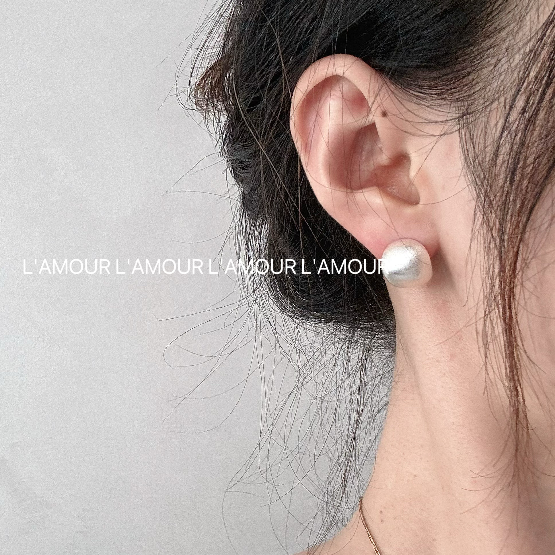 L'amour 杨采钰同款耳钉s925银针圆形括弧拉丝港风小众设计高级