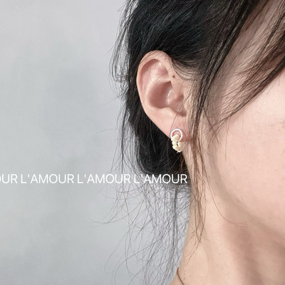 L'amour串珠清新森系优雅气质复古风法式甜美温柔耳钉