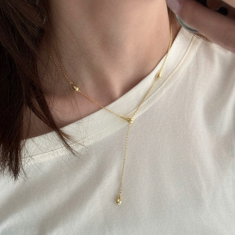 L'amour【瑞秋同款】老友记水滴吊坠轻奢小众设计感高级感锁骨链