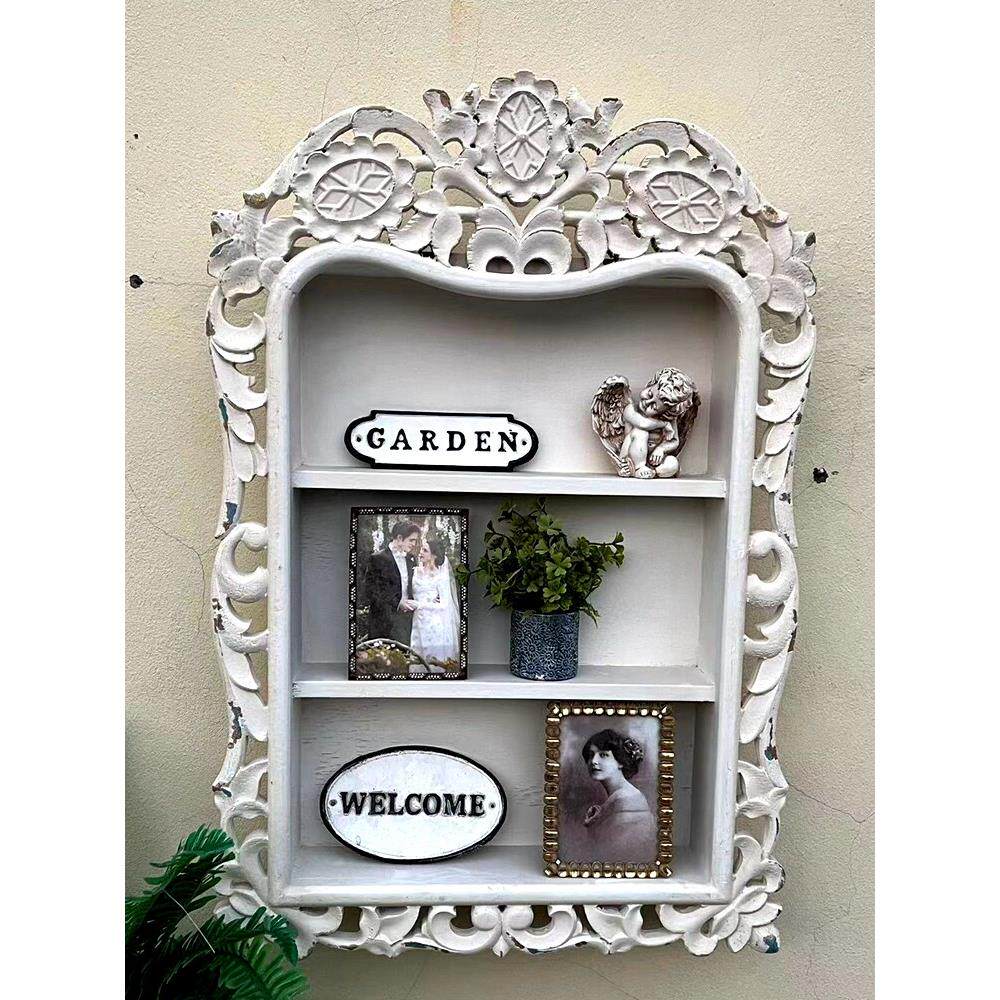 法式乡村覆古雕花置物架欧式实木浮雕多层收纳墙上壁柜壁挂装饰