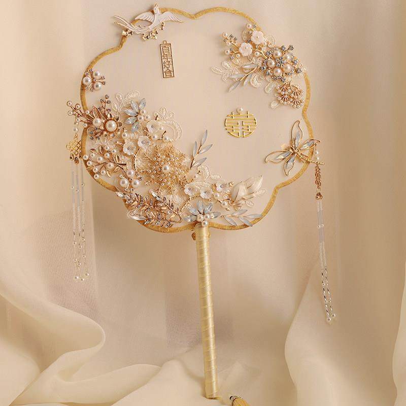 新娘古风团扇中式结婚手工喜扇秀禾服婚礼团扇出嫁扇diy材料包,家居饰品,工艺扇/团扇/喜扇/折扇,淘宝优惠券,粉丝福利购,淘宝优惠卷