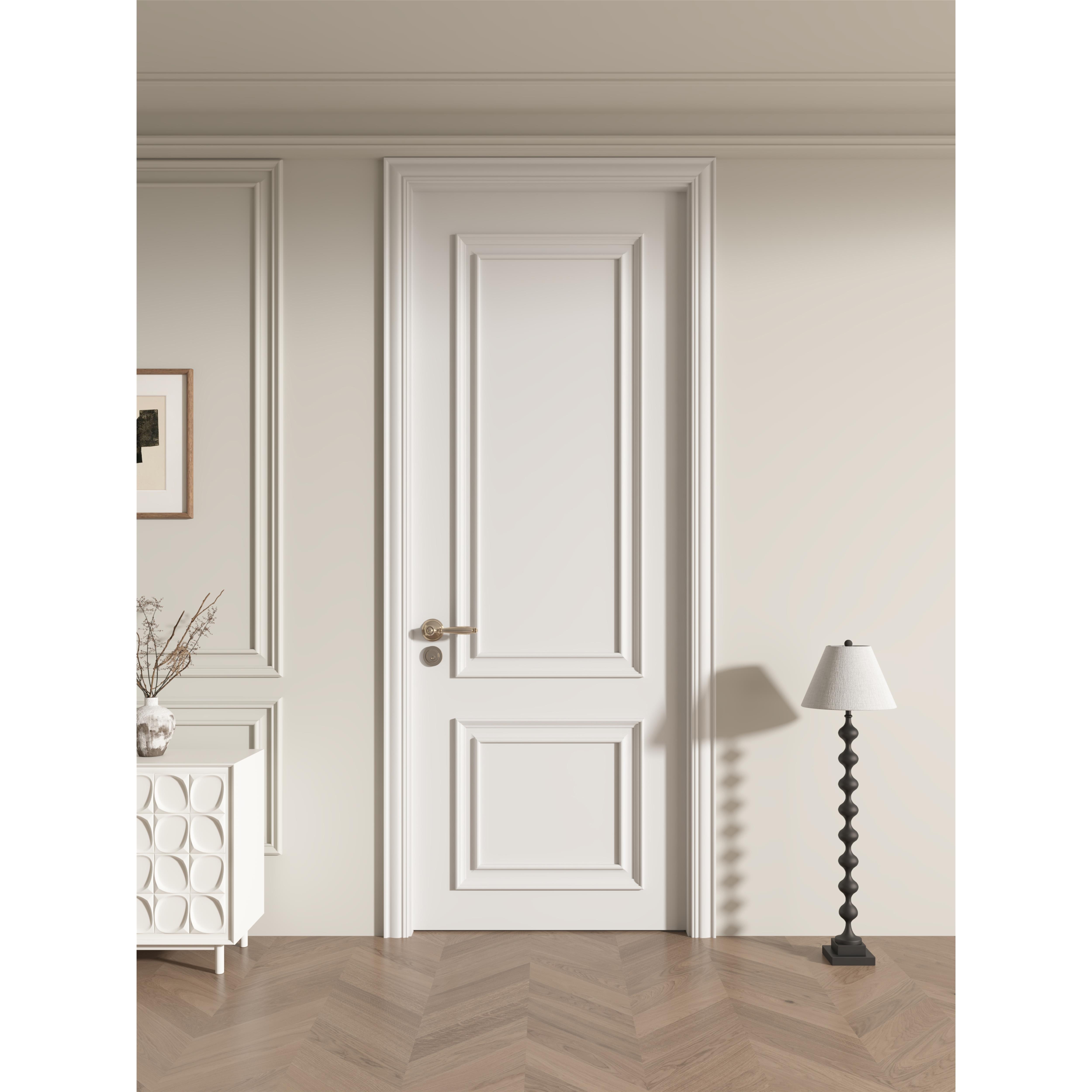 木以木作实木门覆合烤漆卧室房间客厅轻法式暖白色室内覆古平开门