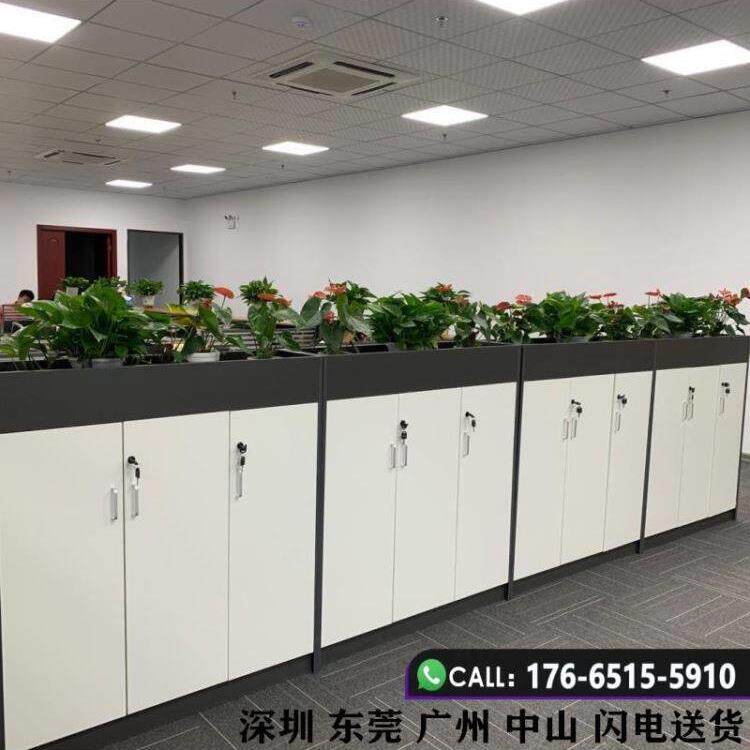 简约现代花槽矮柜定做办公室隔断柜文件资料柜组合双面木质花草柜