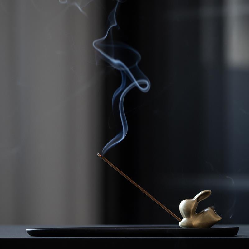 一笑间|兔子香插线香香座香炉香薰炉纯铜生肖摆件吉祥物中秋礼品