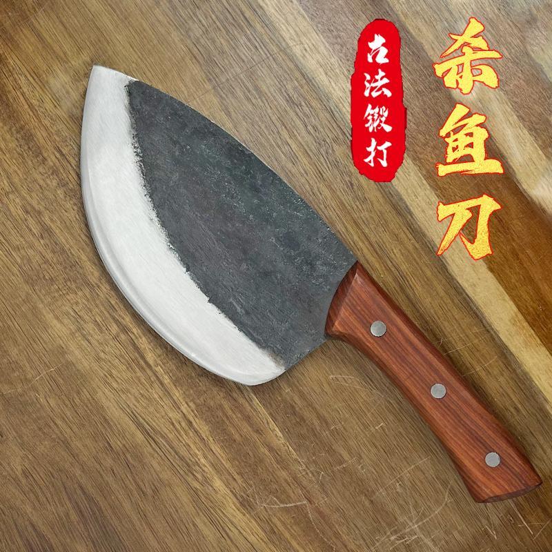 杀鱼刀剖鱼专业刀纯手工锻打屠宰开背剁鱼头切片鱼刀锋利斩切菜刀
