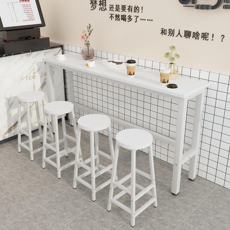 吧台桌商用靠墙窄桌家用阳台高脚桌简约长条桌子定制奶茶店餐桌子图片
