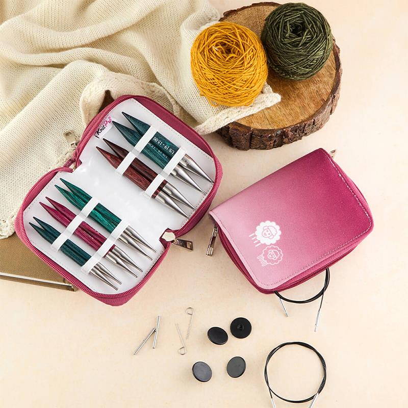 Knitpro桦木可拆卸环形针袖子针棒针手工编织毛衣针进口工具全套