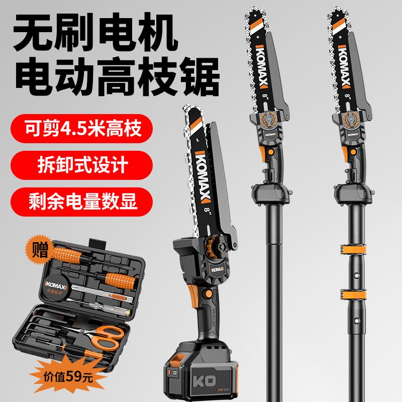 德国进口锂电高枝锯电动高枝剪充电式加长杆伸缩修剪树枝剪果树园