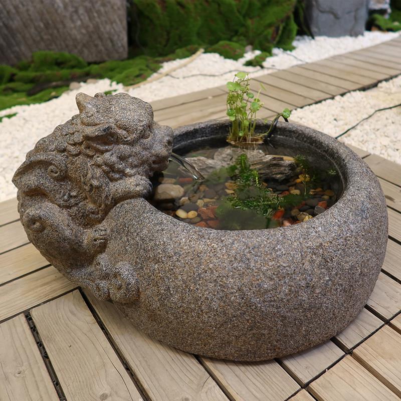 中式庭院招财流水摆件貔貅喷泉造景鱼池鱼缸循环水景观阳台装饰