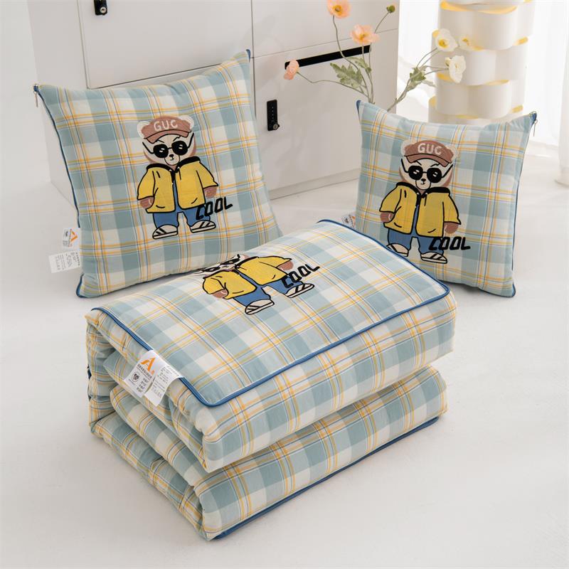 A类纯棉抱枕被子两用全棉水洗棉汽车靠枕折叠空调被多功能夏凉被