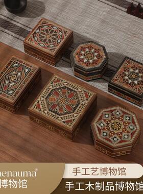 叙利亚进口木盒首饰盒镶嵌天然珍珠母贝手工礼物饰品盒戒指收纳盒