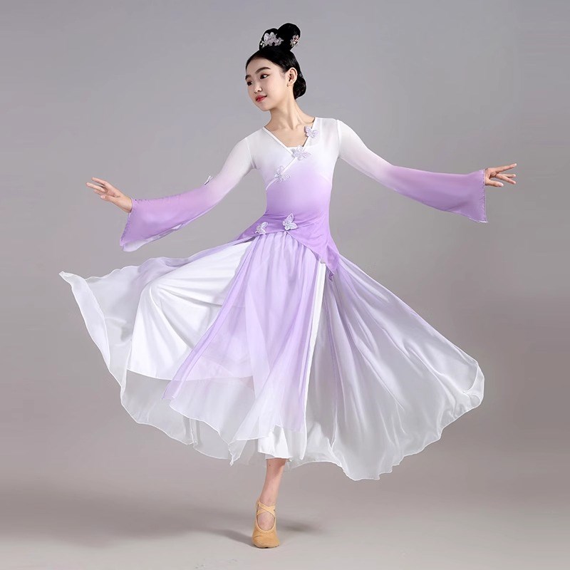 儿童古典舞演出服飘逸练功服舞蹈服身韵纱衣中国风民族扇子舞古风