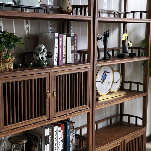 博古架实木中式置物古董茶室茶叶茶具架展示柜榆木博物摆件多宝阁