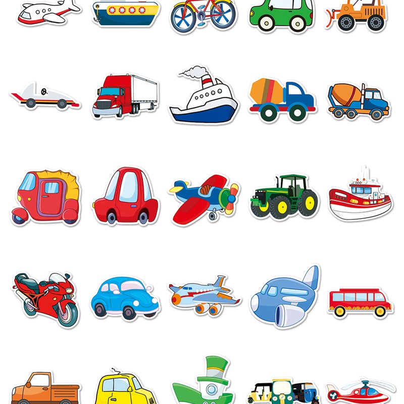 50张交通工具行李箱贴纸滑板车创意防水旅行箱电脑装饰贴纸笔记本