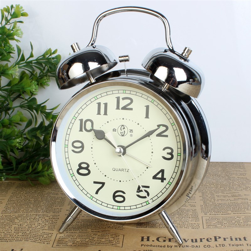 创意金属学生静音夜视灯闹钟卧室床头懒人起床困难户闹钟起床铃表