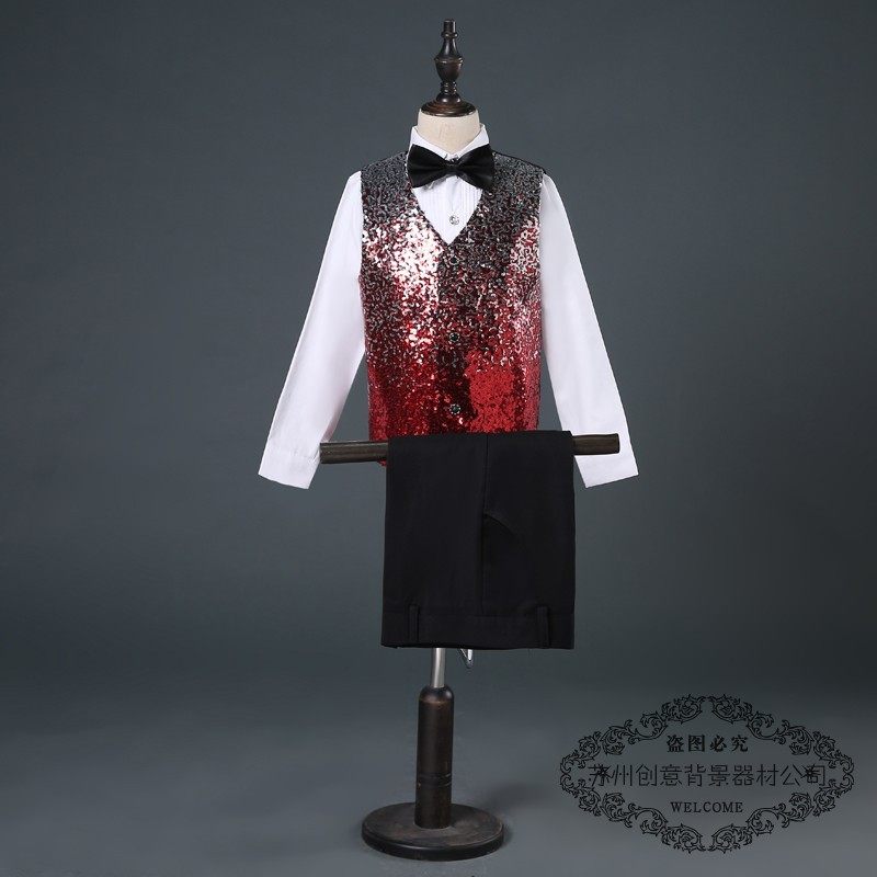 新款渐变亮片马甲成人男儿童走秀演出大合唱西服衬衫六一活动主持,童装/婴儿装/亲子装,西服/小西装,淘宝优惠券,粉丝福利购,淘宝优惠卷