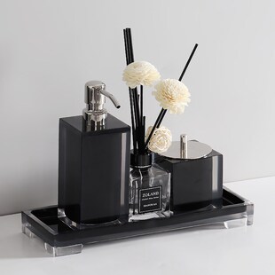 酒店洗手液瓶浴室起泡瓶卫生间按压分装空瓶样板间香薰棉签盒托盘